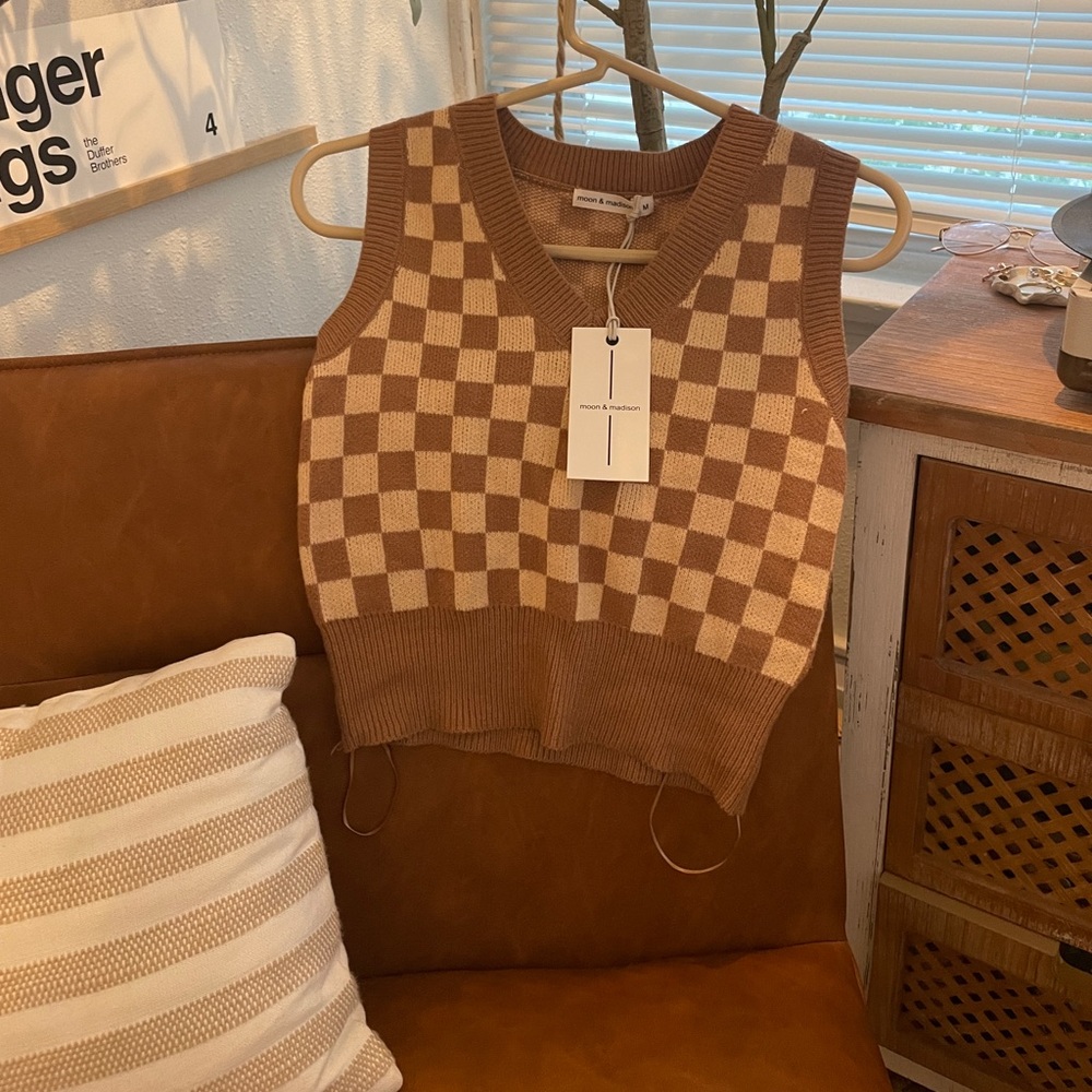 Checkered sweater vest
